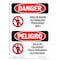 Signmission OSHA Danger Sign, 14" Height, Rigid Plastic, Boiler Room Bilingual Spanish, 1014-VS-1048 OS-DS-P-1014-VS-1048 - alternate 1